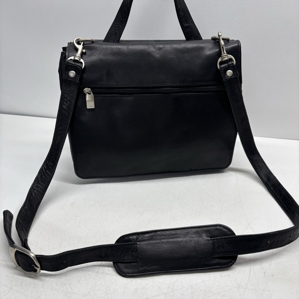 Vintage Wilsons Leather Bag Black Leather Messenger Bag Organizer Career Office - Picture 4 of 16